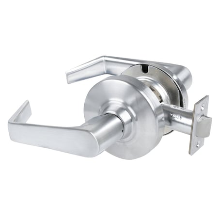 Schlage Grade 2 Passage Cylindrical Lock with Field Selectable Vandlgard, Saturn Lever, Non-Keyed, Satin Chr ALX10 SAT 626AM